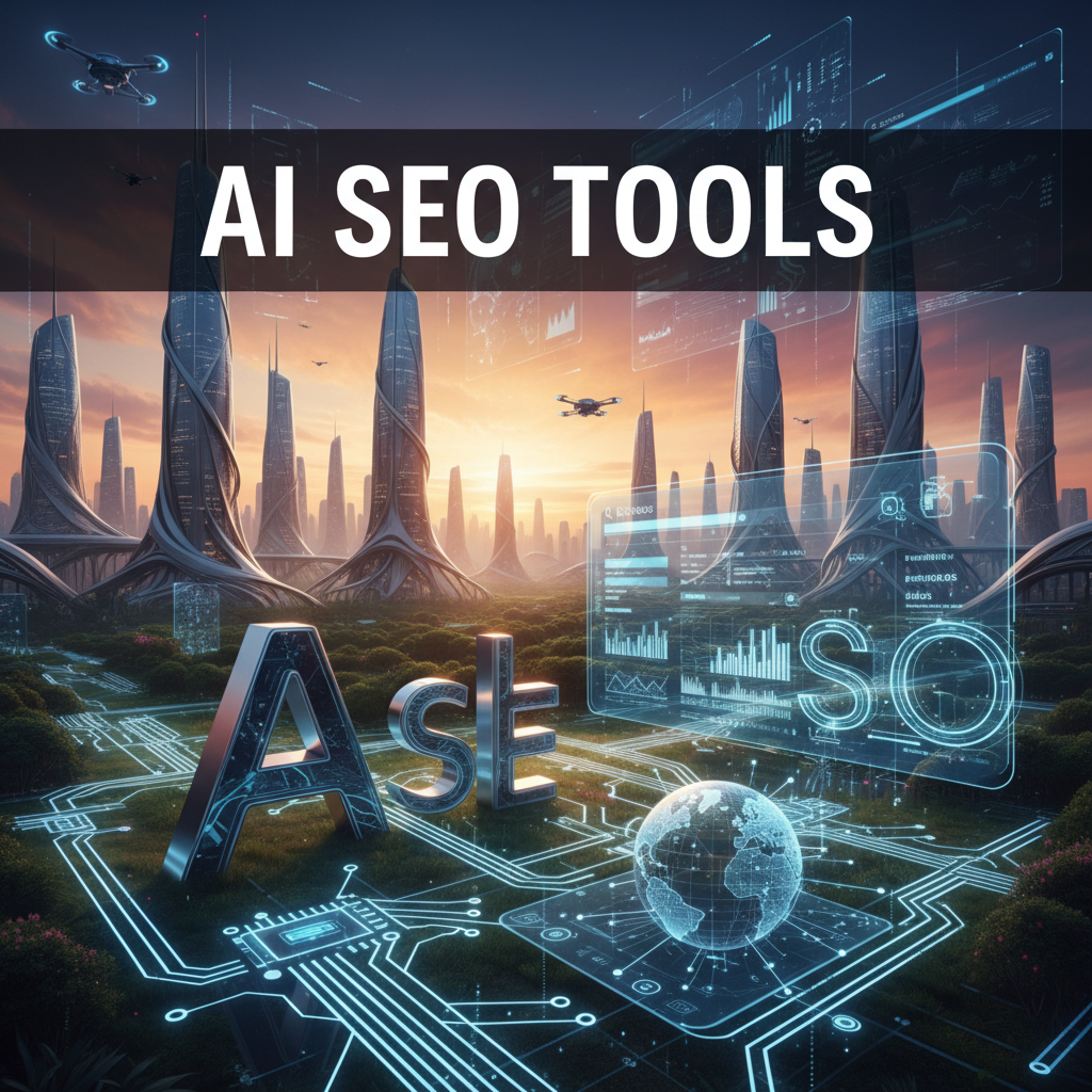 AI robot hand interacting with a holographic SEO interface, symbolizing advanced automation.