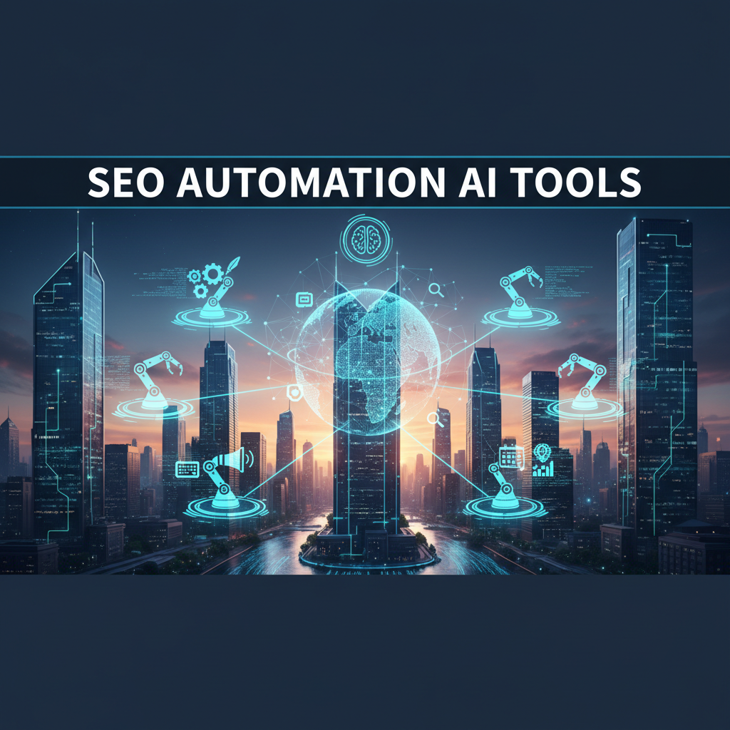 AI robot hand building web content and optimizing for SEO.