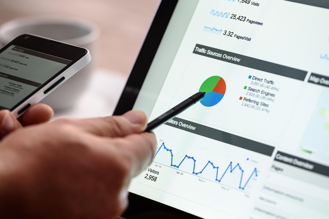 A modern AI SEO software dashboard on a laptop screen with data